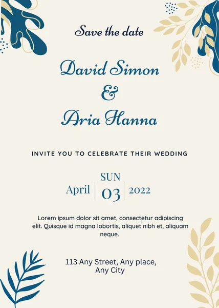 Evlilik davetiyesi şablonu. Davetiye kartı. Düğün davetiyesi şablonu. Davet şablonu