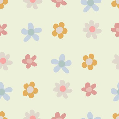 Narin Pastel Çiçekleri Vektör Desenini tekrarlıyor. Vektör illüstrasyonu. 