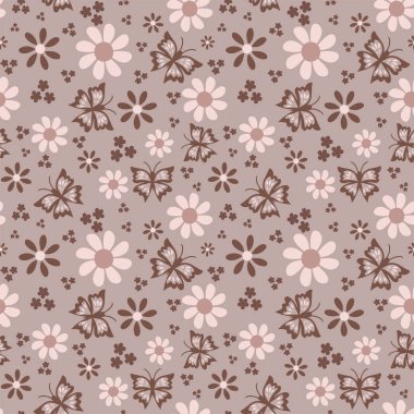  Kelebek Doğa Tekrarlayan Kusursuz Desen. Vektör çizimi. Yastıklar, yorganlar ya da oyuncu tasarımlar için harika bir yer..