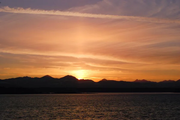 Beautiful Sunset Mountains Southern Vancouver Island Seen Valdes Island — Stock Photo, Image