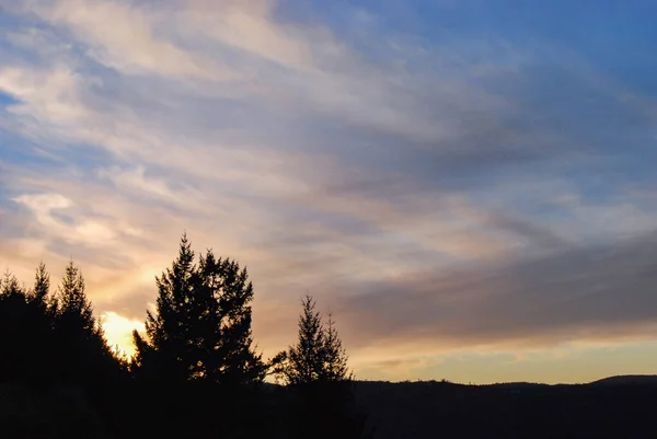 Zachód Słońca Chmurach Widziany Widoku Gowland Todd Provincial Park Vancouver — Zdjęcie stockowe