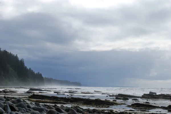 Fale Oceaniczne Rozbijają Się Wzdłuż Odległej Plaży West Coast Trail — Zdjęcie stockowe