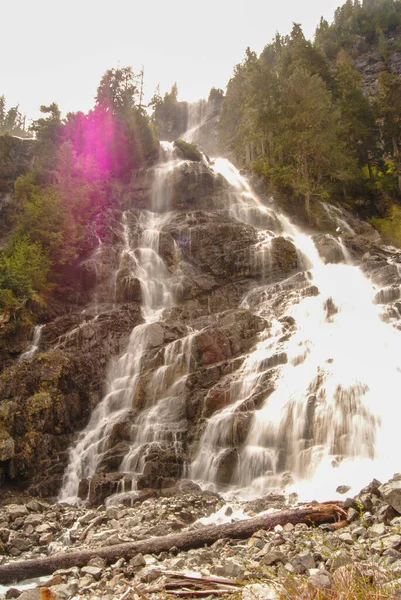 Die Basis Eines Der Höchsten Wasserfälle Kanadas Della Falls Strathcona — Stockfoto