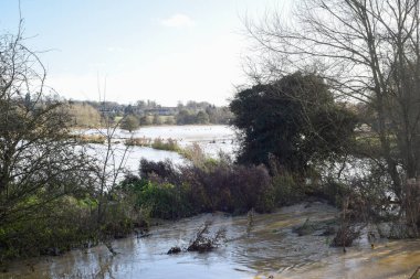 Nehir taştı. Kuzeydoğu İngiltere 'deki kıyılar sel baskınına yol açtı. Su, yerel konforu ve parkı kapsıyor.