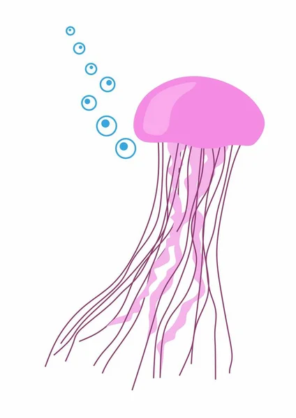 Cute pink jellyfish isolated on white bckground