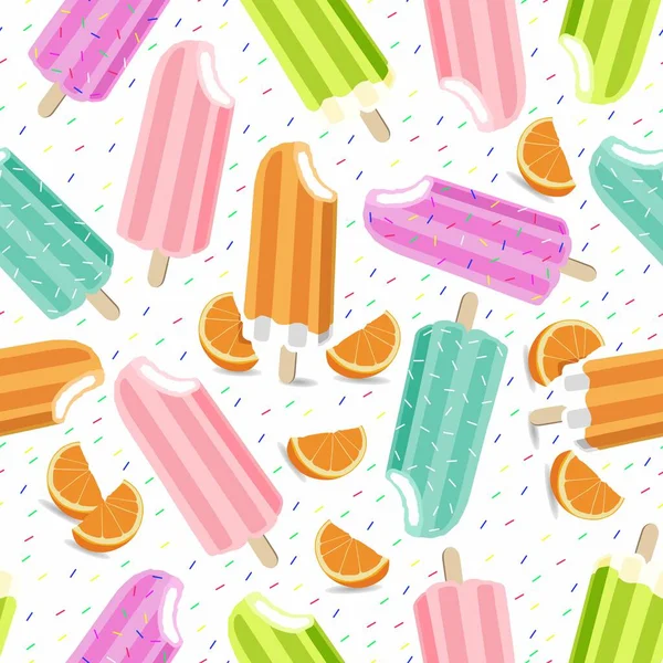 Icônes Crème Glacée Colorée Congelée Illustration Vectorielle Avec Des Tranches — Image vectorielle