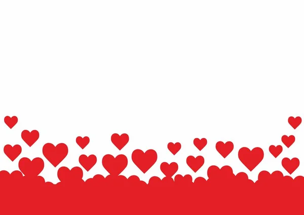 Hintergrund Valentinstag Fliegende Herzen Rote Farbe — Stockvektor