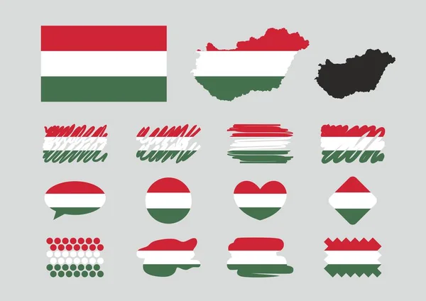 Flaga Węgier Flaga Narodowa Węgier Przycisk Flagi Węgier Dzień Niepodległości — Zdjęcie stockowe