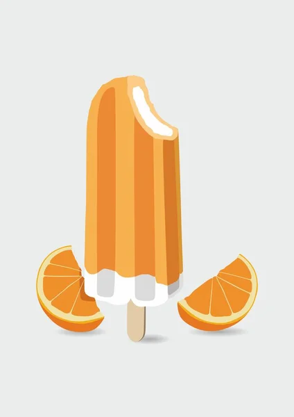 Векторная Иллюстрация Мороженого Двумя Ломтиками Апельсина — стоковый вектор
