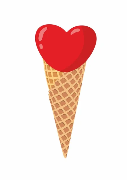 Иллюстрация Вектора Иконок Мороженого Сердца Форме Красный Цвет Сладкий Холодный — стоковый вектор
