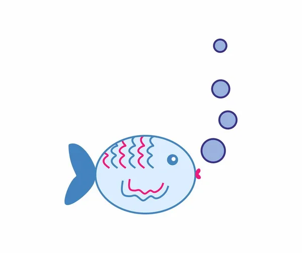 Blue Fish Flat Vector Illustration Isolated White Background Aquarium Fish — Stock Vector