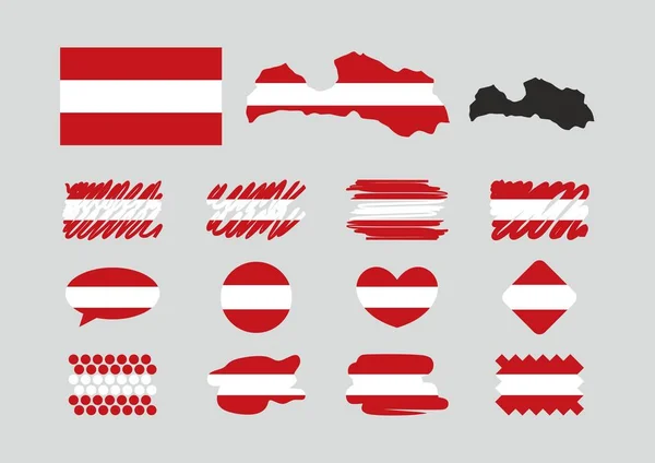 Collezione Simboli Con Bandiera Lettonia Design Mappa — Vettoriale Stock