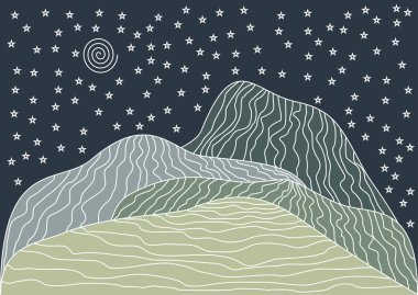 Dalga çizgisi sanat arka planı. Soyut dağlar afiş tasarım deseni