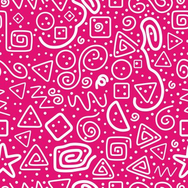Pembe, pürüzsüz desen. Eğlenceli beyaz çizgi karalama şekli arkaplanı