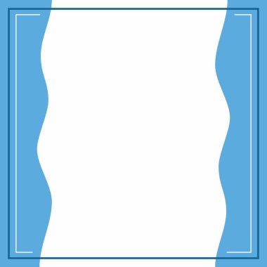 Çerçeve ya da yatılı mesaj için. Çizgili ve dalgalı şekilli mavi ve beyaz arkaplan rengi. Sosyal medya için uygun