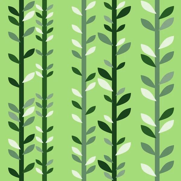Зеленые Вертикальные Завтраки Листьями Бесшовный Шаблон Современное Искусство — стоковый вектор