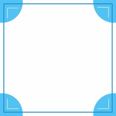 Kare karo çerçeve sınır çizgisi vektörü. Köşelerde mavi daireler. Boş boşluklu kenarlık