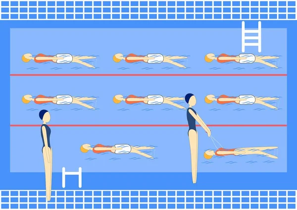 Swimmers Swimming Pool Sport Professional Swimming Pool Lanes People Swim — Stock Vector