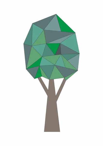 Μωσαϊκό Δέντρο Τρίγωνα Σχήματα Πράσινα Χρώματα Απομονωμένα Λευκό Φόντο — Διανυσματικό Αρχείο