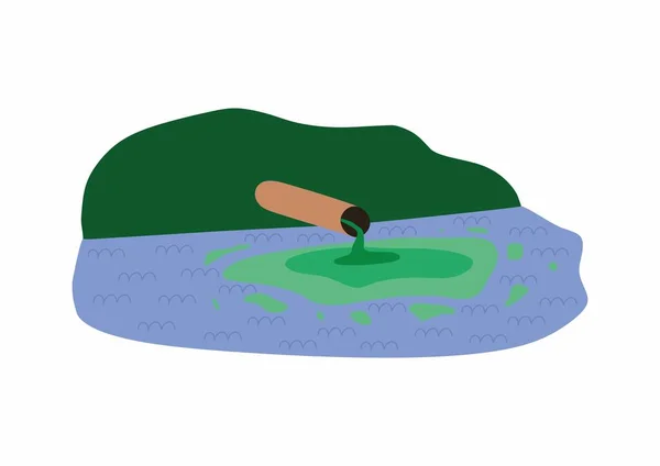 Брудна Вода Труб Іржава Вода Тече Ставок Труб Забруднення Природи — стоковий вектор