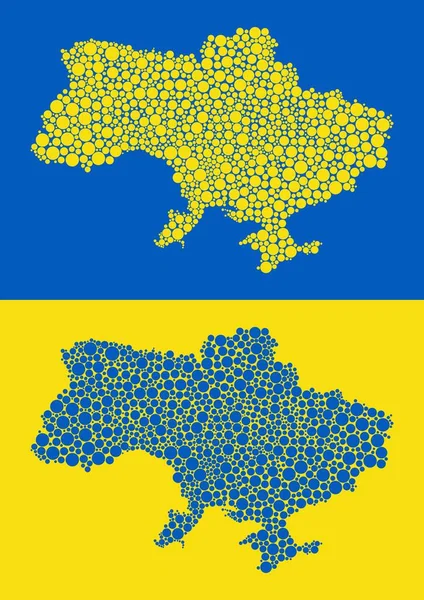 Mavi Sarı Arka Planda Ukrayna Haritası Ukrayna Bayrağı — Stok Vektör