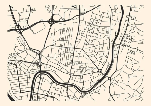 Mapa Navegación Ciudad Abstracto Con Río Calles — Archivo Imágenes Vectoriales