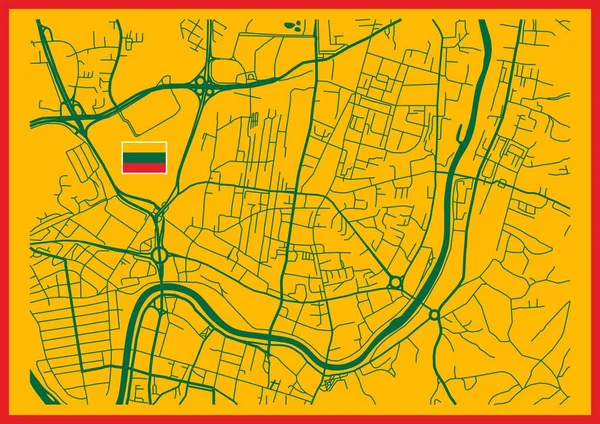 Plakat Mapą Miasta Wilna Mapa Wilna Ulica Mapa Plakat Wileńska — Wektor stockowy