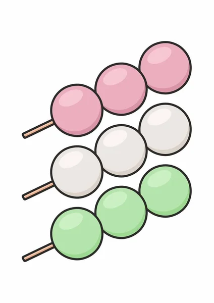 Japanese Sweet Dango Set White Background Vector Illustration — Stock Vector