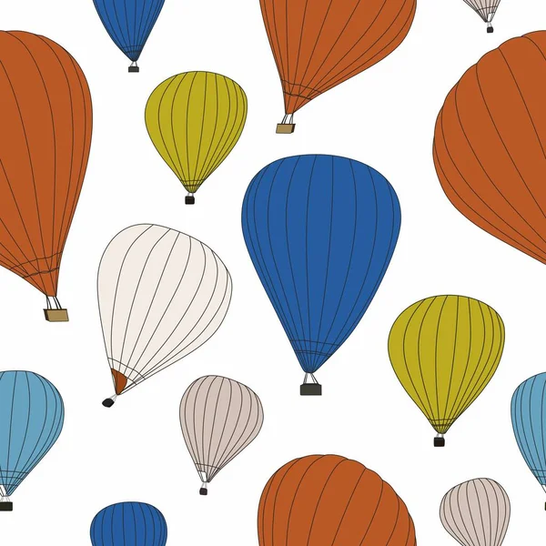 Hava Balonları Pürüzsüz Desen Beyaz Arkaplan — Stok Vektör