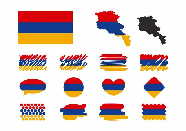 Armenia Bandiera Disegno Armenia Bandiera Nazionale Vettore Design Set — Vettoriale Stock