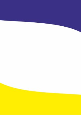 Basit dalgalı çerçeve. Metin için boş alan, resim. Mavi ve sarı. Dikey iş şablonu