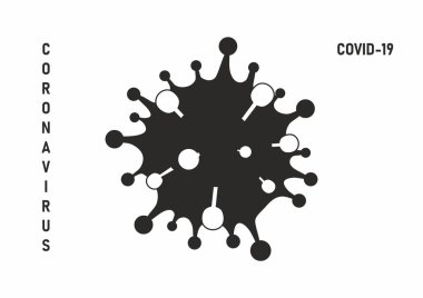 Tehlikeli virüs siyah ikon çizimi. taç virüsü uyarı işareti logosu kavramı beyaz arkaplanda izole edildi