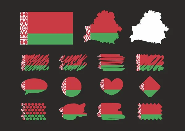 Hand Drawn Belarus National Emblems Belarus Flags Maps — Stock Vector