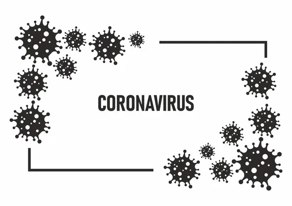 Bandiera Covid Coronavirus Con Virus Microscopici Fondo Bianco Isolato — Vettoriale Stock