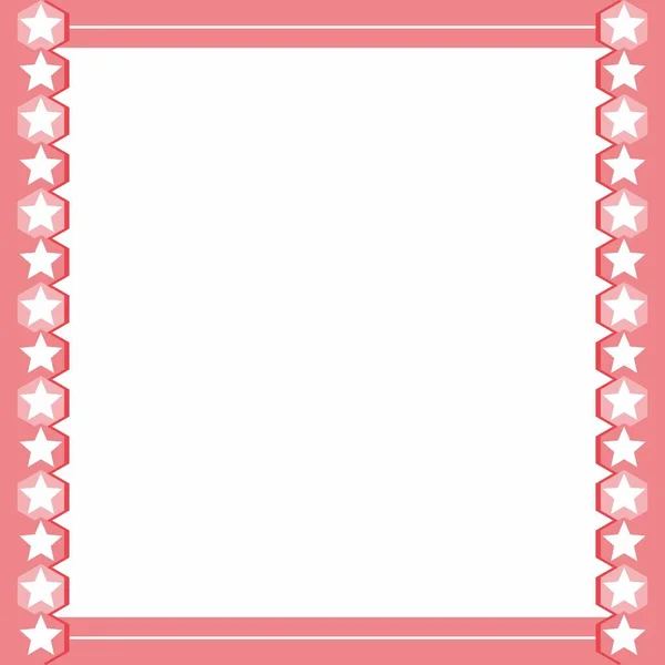 Cadre Bordure Couleur Fond Rose Blanc Avec Ligne Bande Étoile — Image vectorielle