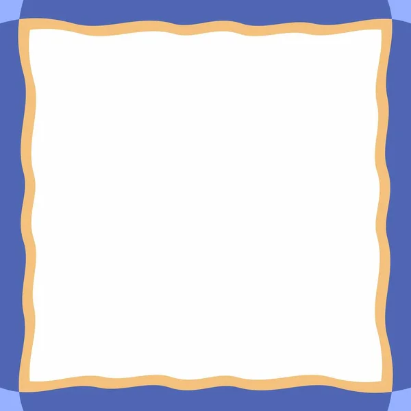 Eenvoudige Blauwe Beige Golvende Patroon Achtergrond Frame Rand Met Lege — Stockvector