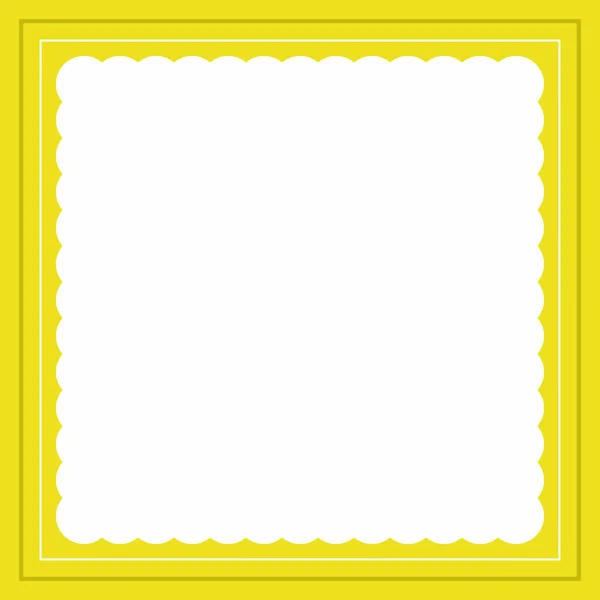 Gelbe Und Weiße Quadratische Rahmenhintergrundfarbe Mit Streifen Und Gewellten Kreisen — Stockvektor