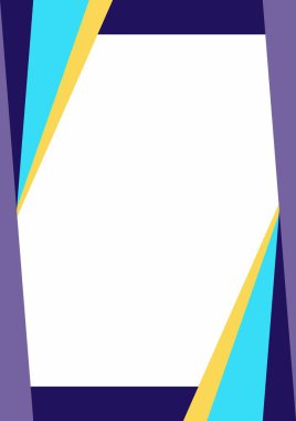 Çerçeve ya da sınır. Mavi, sarı, mor ve beyaz arkaplan renginde çizgili. Sosyal medya paylaşımı için uygun