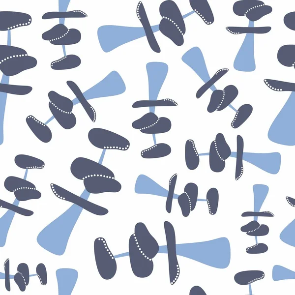 Abstrakte Pflanzen Oder Pilze Nahtloses Muster Japanischer Stil Hellblaue Farben — Stockvektor