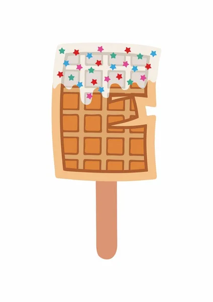 Süßspeise Und Dessertspeise Vektor Illustration Einer Goldbraunen Hausgemachten Maiswaffel Auf — Stockvektor