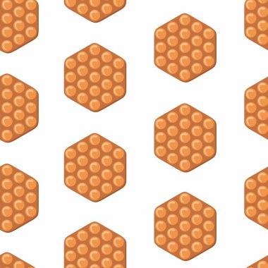 Kabarcıklı waffle kusursuz desen. Yaz yemekleri illüstrasyonu yemek kitaplarında ve menülerde kullanılmak üzere beyaza izole edildi.