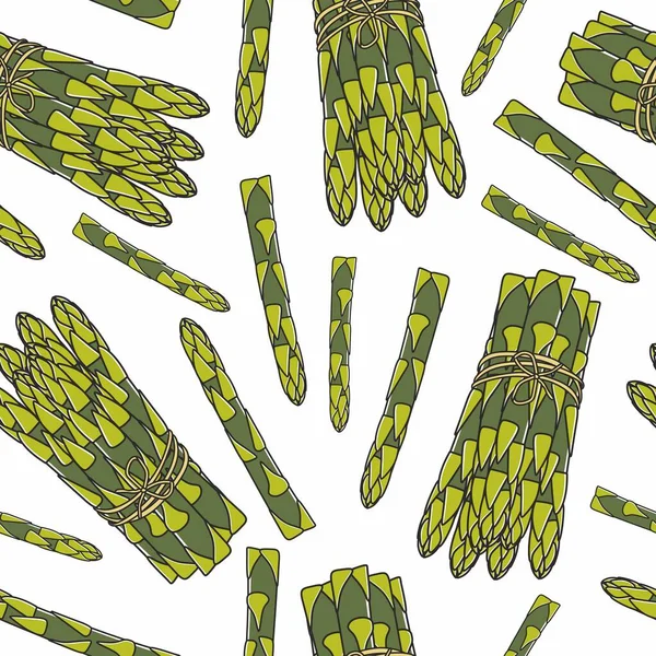 Modello Senza Cuciture Asparagi Sfondo Disegnato Mano Illustrazione Vettoriale Asparagi — Vettoriale Stock