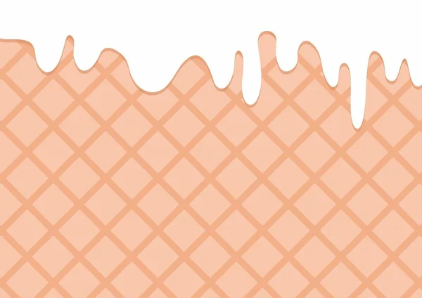 Ilustración Vectores Cono Helado Con Esmalte Blanco Goteante Textura Oblea Gráficos vectoriales