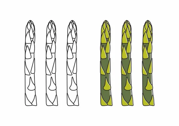 Icône Dessin Vectoriel Asperges Légumes Dans Style Rétro Illustration Contour — Image vectorielle