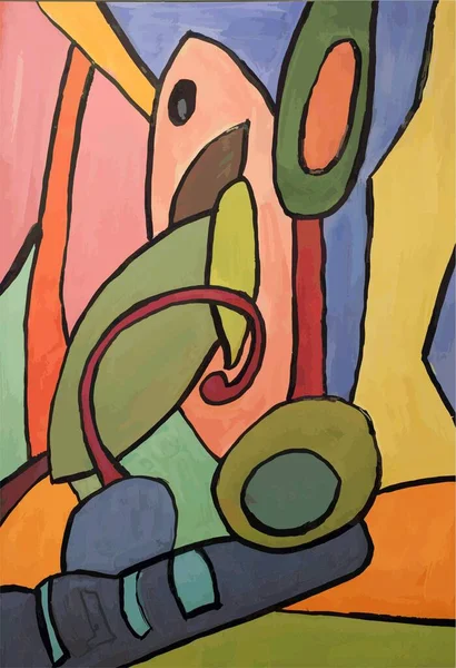 Abstrakte Kunst Stilllebenmalerei Leuchtende Farben Mosaik — Stockvektor