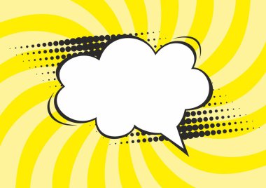 Pop sanat tarzı. Sarı arkaplanda pop kabarcığı olan Retro vektör illüstrasyon simgesi