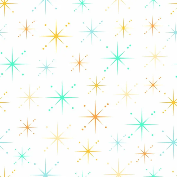 Πολύχρωμα Αστέρια Χωρίς Ραφή Μοτίβο Απομονωμένα Λευκό Φόντο — Διανυσματικό Αρχείο