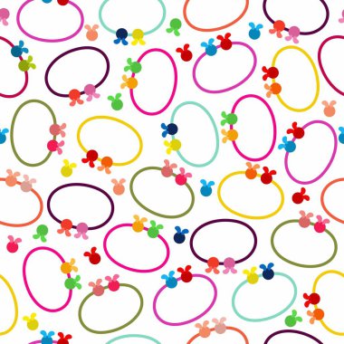 Çeşitli saç bakım ürünleri, saç bantları. Kusursuz bir şablon. Beyaz arkaplan, duvar kağıdı, çizgi film tarzı.