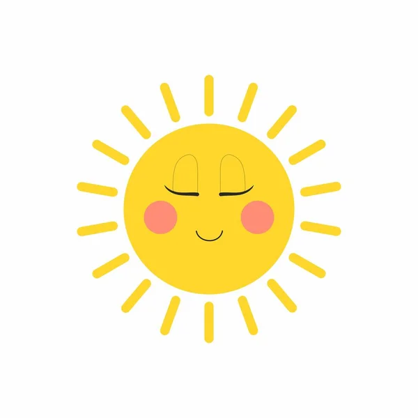 Sonnenvektor Cartoon Gesicht Isoliert Auf Weißem Hintergrund — Stockvektor