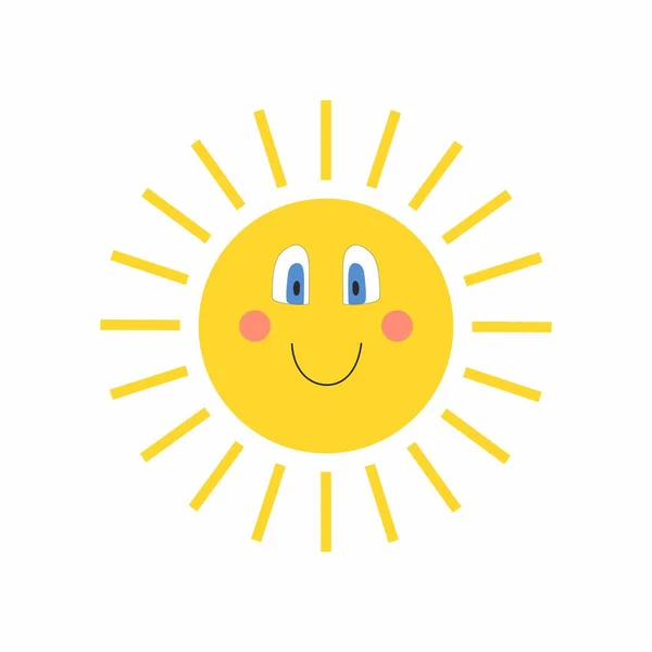 Lustige Sonne Symbol Illustration Isoliert Auf Weißem Hintergrund Flacher Stil — Stockvektor